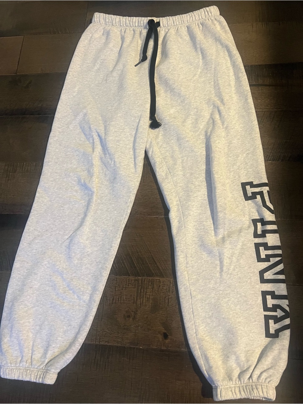 PINK Victoria's Secret Light Gray Jogger Sweatpants with Black Drawstring